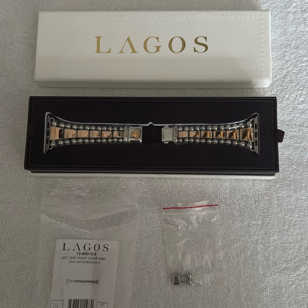 LAGOS Two-Tone Silver and Gold Caviar Link Bracelet Band